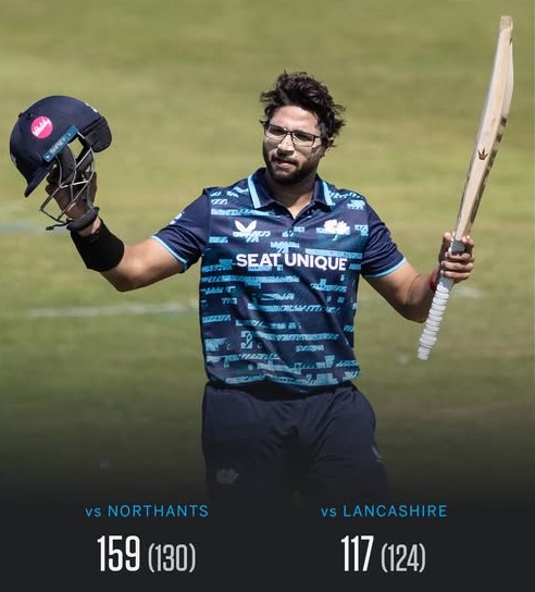 Imam-ul-Haq's second successive Yorkshire Roses century"